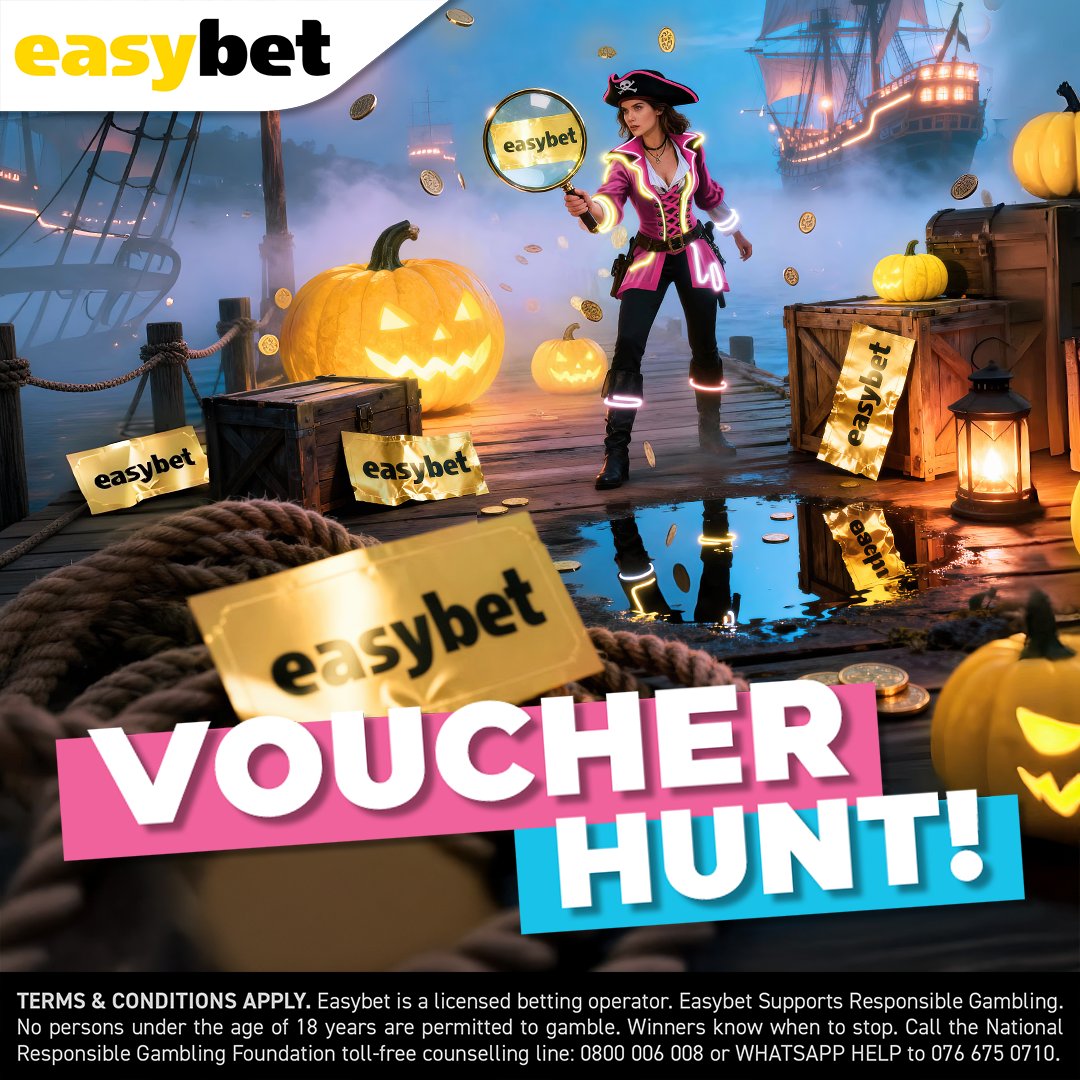 Easybet_SA's tweet image. 🏴‍☠️ The whispers are calling… and so are the vouchers! 👀🎁

Our pirate’s docked at the Port of Whispers — can you find the hidden loot first? ⚓💛

1️⃣ Fifteen R50 vouchers will be hidden on the Playbook site → bit.ly/eb-gvh

2️⃣ They appear TONIGHT at 5PM SAST! Only…