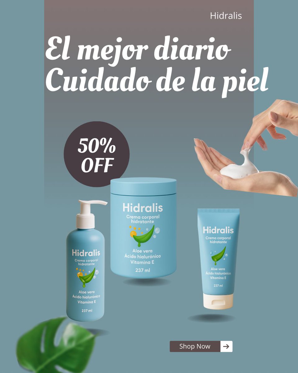 hidralisss's tweet photo. 🌿 ¡Tu piel merece lo mejor cada día! 💦
Disfruta de una hidratación profunda, suavidad y frescura natural con #Hidralis 💚
✨ ¡Aprovecha el 50% OFF y dale a tu piel el cuidado que se merece!

#Hidralis #CuidadoDeLaPiel #PielSana https://t.co/Gey8OL5zbq