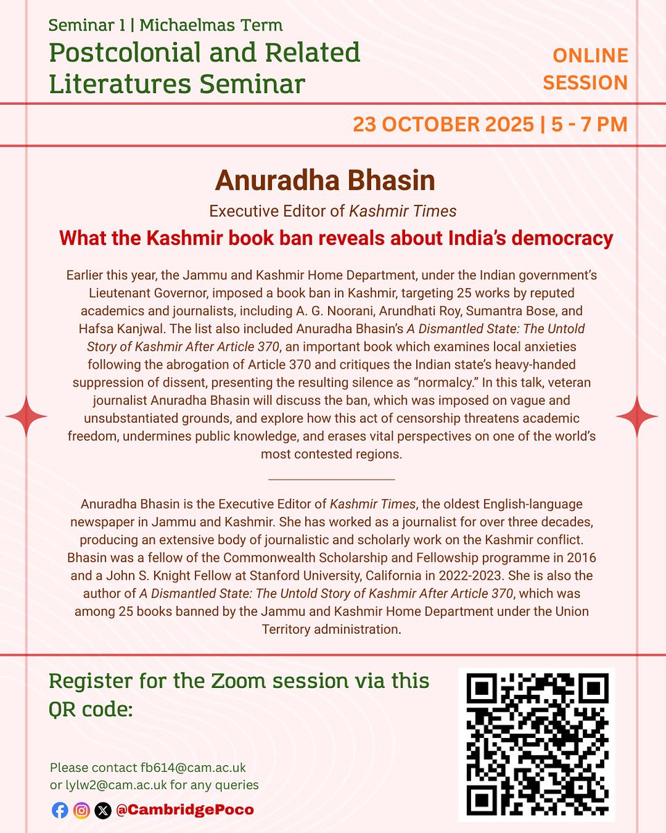 Cambridge Postcolonial Literatures Seminar tweet media