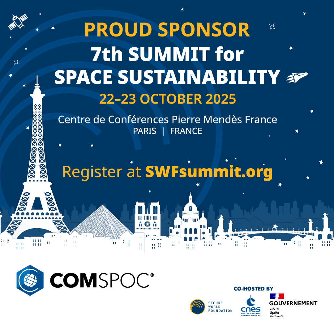 COMSPOC's tweet image. We’re proud to be a sponsor of next week’s 7th Summit for Space Sustainability, an international forum focused on the long-term security and stability of space activities.

Hosted by @SWFoundation, in collaboration with the @DGEntreprises, the Directorate General for Research and…