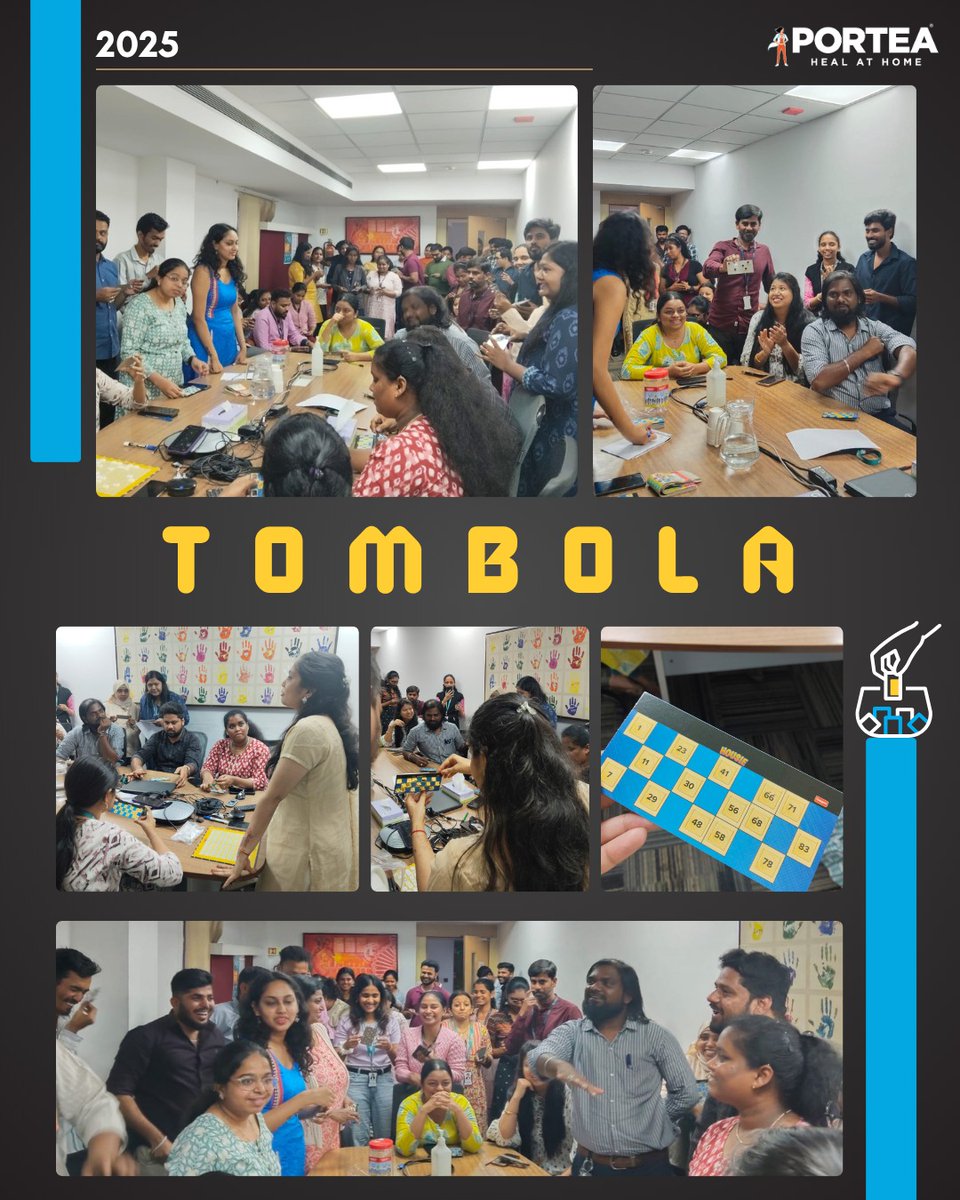 PorteaMedical's tweet image. Energy, excitement &amp;amp; fun lit up our Tombola event at Portea &amp;amp; Medybiz! From lucky numbers to loud cheers, it was a joyful reminder of the power of connection &amp;amp; team spirit. 💫

📞 1800 121 2323
🌐 portea.com

#Portea #FunAtWork #Funactivity #Tombola #HealAtHome