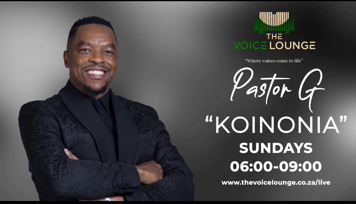 Catch me on <a href="/TheVoiceLounge/">The Voice Lounge</a> every Sunday morning with guests for a time of devotion in worship, prayer and the word.

thevoicelounge.co.za/live

Get The Voice Lounge app from your App Store on your mobile device and get connected.