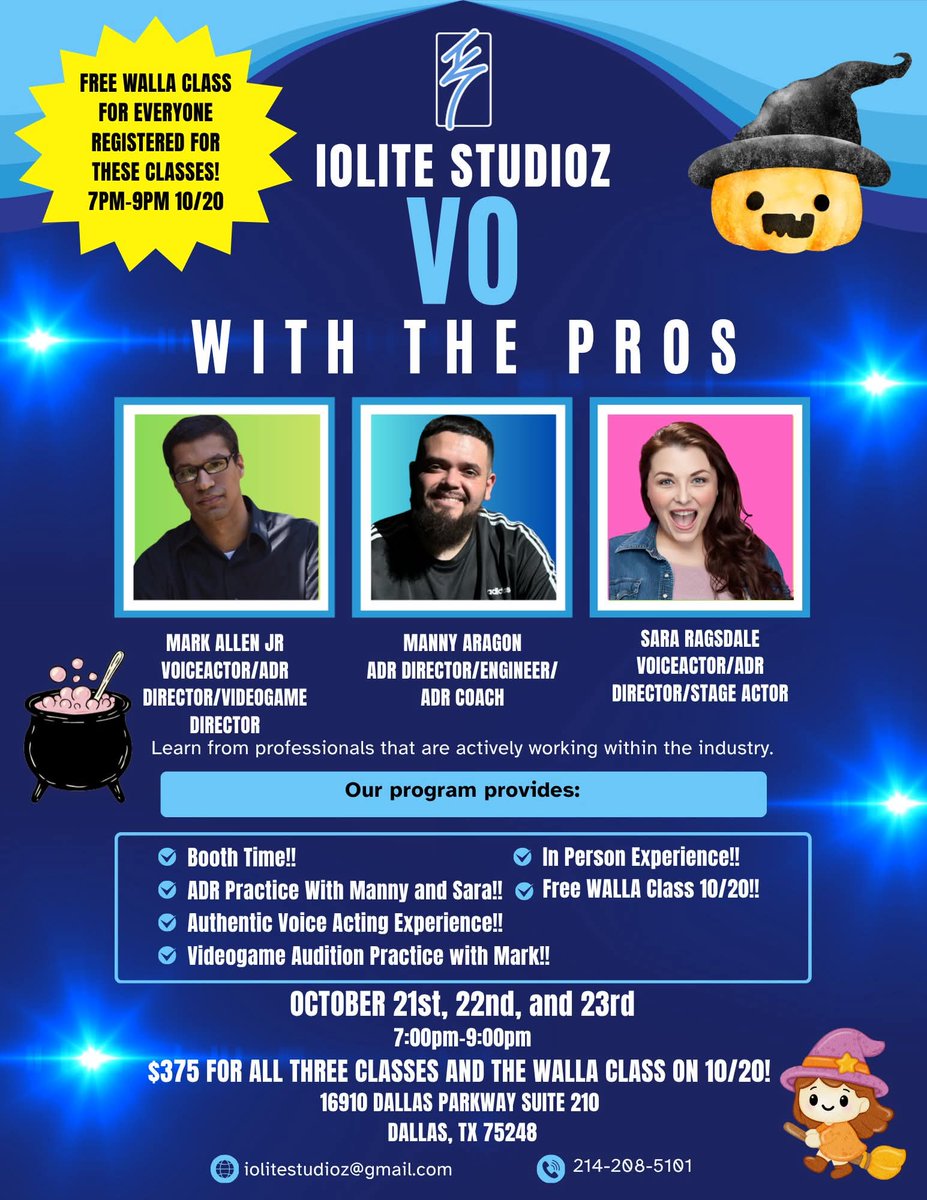 One seat left for next week!
Special sale for this great class!  Mark Allen Jr, Manny Aragon, and Sara Ragsdale!  Free WALLA class on the 20th for everyone who registers for the classes! Email us at iolitestudioz@gmail.com to get it!