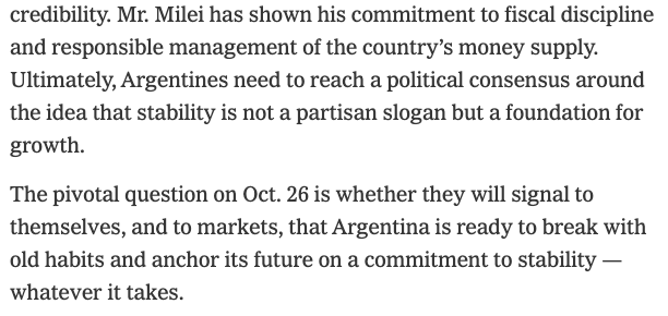 GitaGopinath's tweet image. I could not agree more with @ricardo_hausman. His piece in the @nytimes on Argentina says it perfectly. I took a snapshot of the lines I particularly liked. His full piece is here: nytimes.com/2025/10/15/opi…