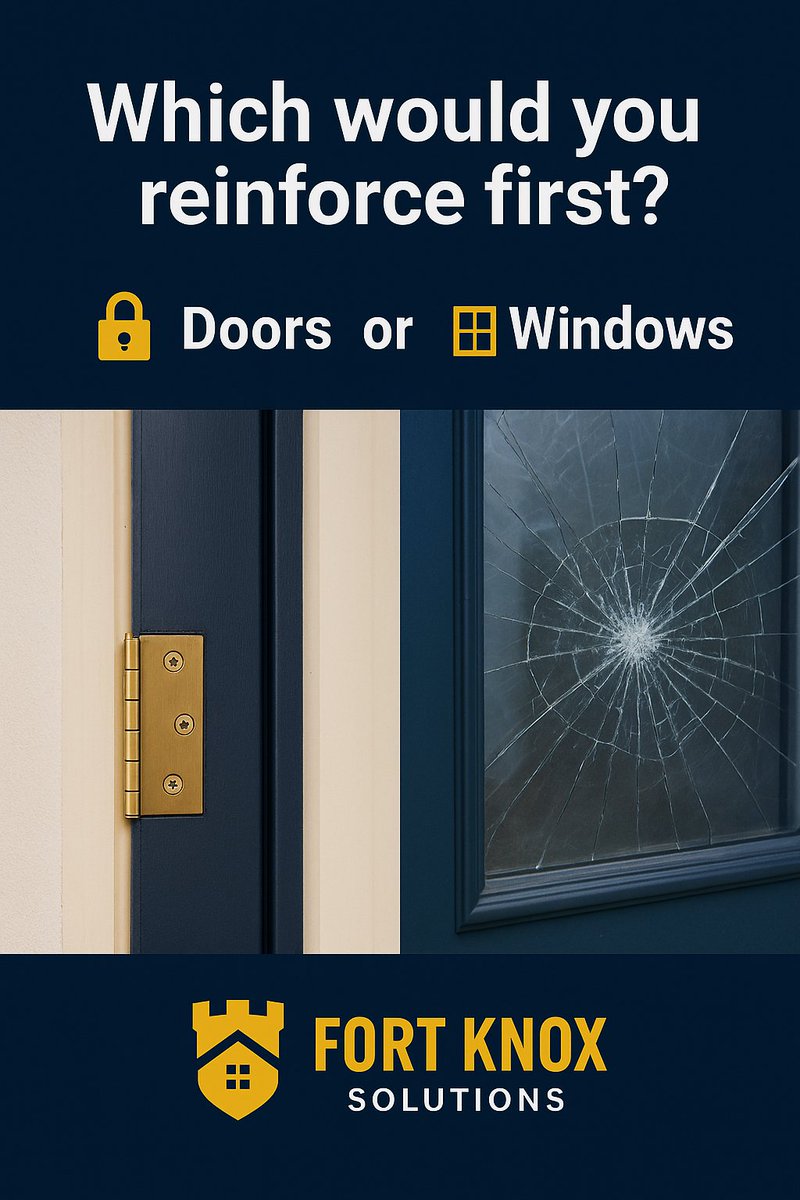 fortknoxsolutio's tweet image. Which would you reinforce first — windows or doors?

Most breakins start at the door, but windows are often the weakest point.

Fort Knox Solutions protects both with:
🔒 Reinforced door frames
🪟 Shatter-resistant security film
#TorontoHomeSecurity #FortKnoxSolutions #HomeSafety
