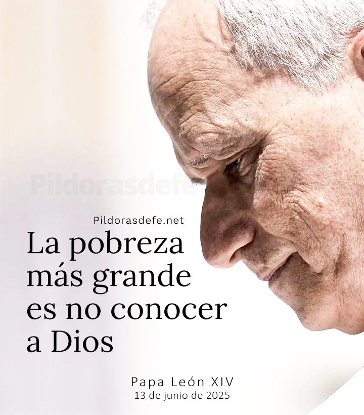 Pildorasdefe's tweet image. La pobreza más grande: ¡No conocer a Dios!

Papa León XIV.