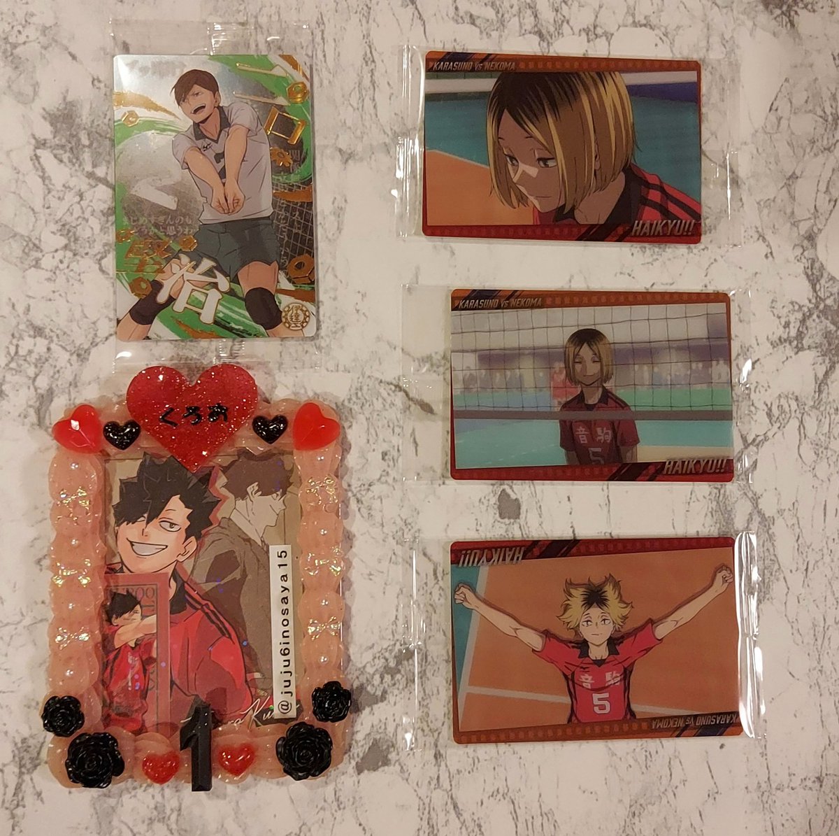 【交換】
ハイキュー ウエハース 6

譲:孤爪、二口
求:SR▶日向or 黒尾
     N▶月島
※友人分含んでおります
    SR同士の交換

郵送📮𓈒𓂂𓏸 or 大阪手渡し🤝
検索からでもお気軽にお声掛け下さい。
よろしくお願い致します。