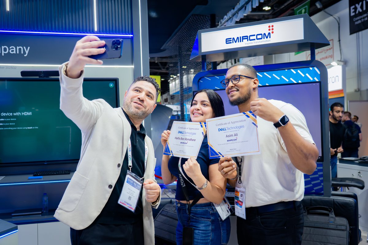 At #GITEXGLOBAL, Emircom’s team was honored to receive an Appreciation from Dell Technologies, recognizing our shared commitment to driving innovation and delivering excellence across every project we take on together.

This appreciation reflects a partnership built on trust,