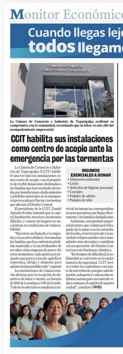 En estos momentos de emergencia y dificultad, seamos solidarios con nuestros hermanos capitalinos.

La <a href="/ccithn/">CCIT</a> abre sus puertas como centro de acopio para apoyar a las familias afectadas.

Invitamos a todos a colaborar con víveres y productos de primera necesidad. 
🇭🇳🇭🇳🇭🇳