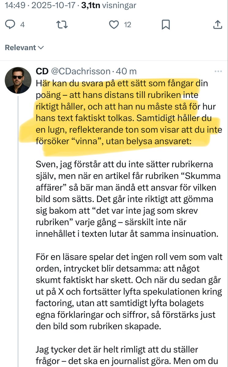 <a href="/CDachrisson/">CD</a> <a href="/SvenNordenstam/">Sven Nordenstam</a> Du glömde ta bort första delen av AI 🤖 svaret Claes!