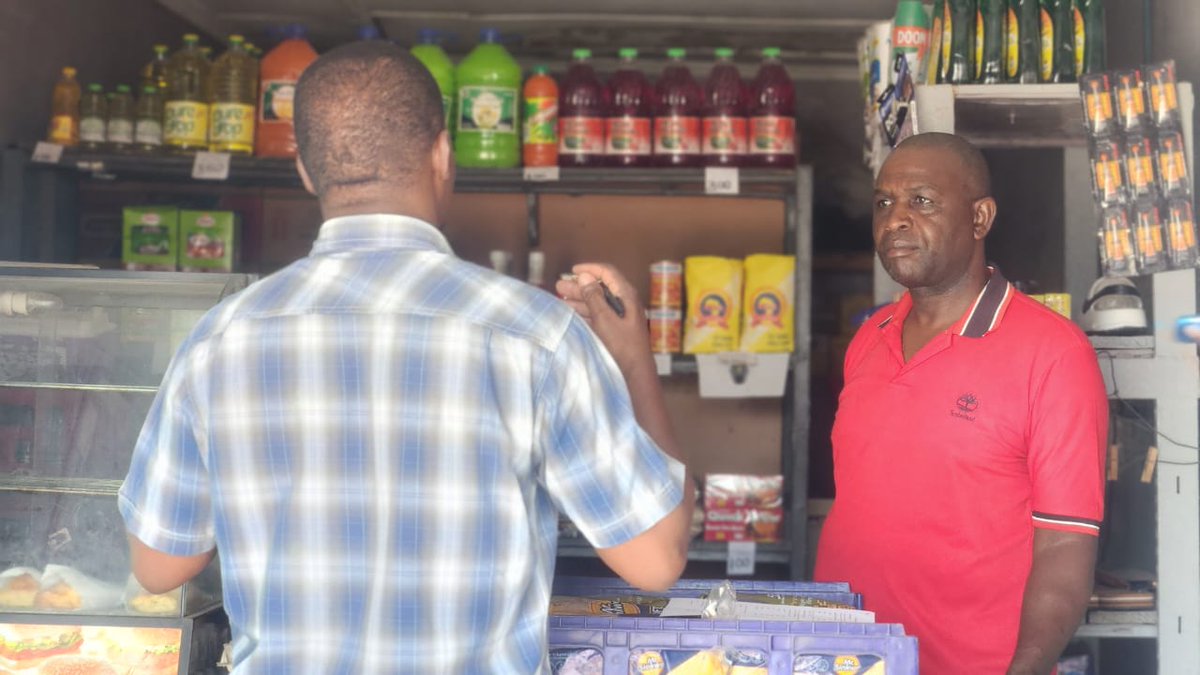 hwangetown's tweet image. HLB's Finance Director, Mr Wetani Munkuli, accompanied by Ward 10 Cllr Samuel Tshuma, conducted a door-to-door 2026 Budget Consultation exercise with shop owners in Sinderella. The engagement aimed to sensitise business operators on licensing matters, among other key issues.