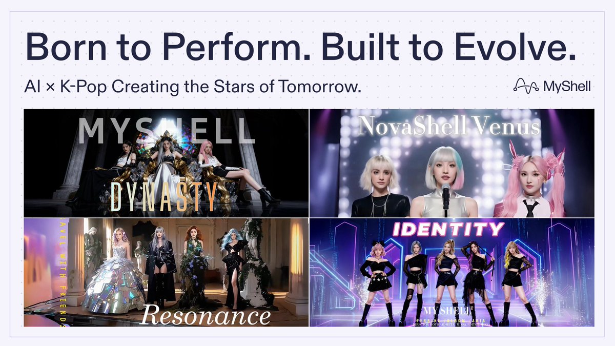 myshell_ai's tweet image. MyShell iDoL 1200 Takes the Stage
Four teams. Four visions.
Experience how creativity evolves through AI × K-pop.

· Group A → youtu.be/0DV-JjD9eNs
 
· Group B→ youtu.be/sFBAPFnxSUY

· Group C → youtu.be/qg6JGx6WV_0

· Group D → youtu.be/VnZRPNvI69I

Discover…