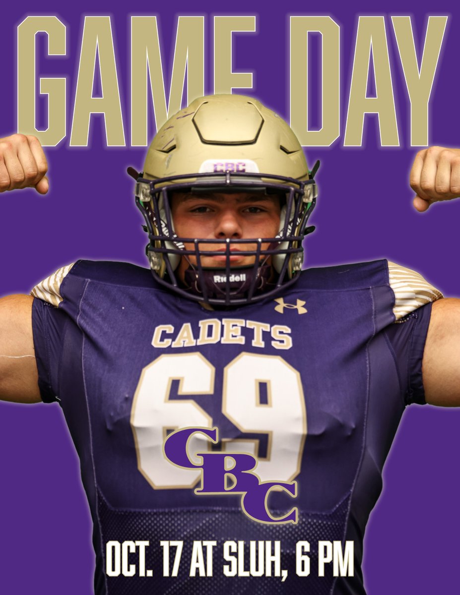 GAME DAY

<a href="/CBCFootball/">CBCFootball</a> (7-0, 3-0) at St. Louis U. High School (7-0, 3-0) for the Metro Catholic Conference championship

⌚️ 6 PM

📍 St. Louis University High School (SOLD OUT)

💻 <a href="/cbccsnbroadcast/">CBCCSN Broadcasting</a> (youtube.com/cbccsn) and <a href="/MatrixMidwest/">MatrixMidwest</a> (matrixmidwest.com/livestream/) 

Online