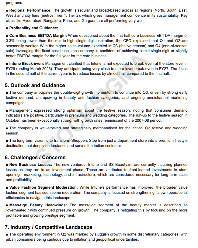 myAlerts_in's tweet image. #SHOPERSTOP #SHOPERSTOPQ2 Shoppers Stop Ltd Q2FY26 Earnings Concall Summary