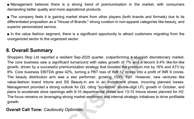 myAlerts_in's tweet image. #SHOPERSTOP #SHOPERSTOPQ2 Shoppers Stop Ltd Q2FY26 Earnings Concall Summary