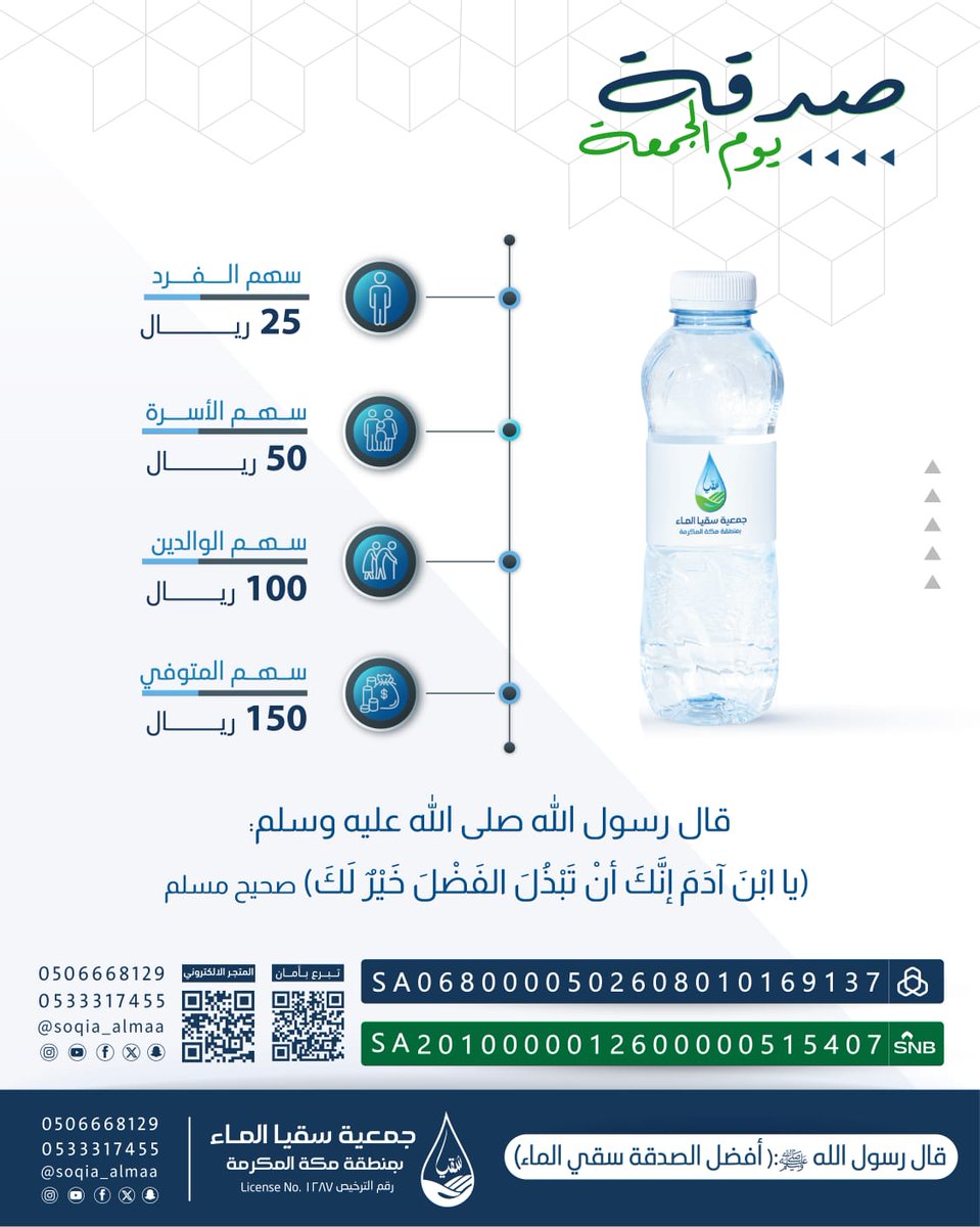 soqia_almaa's tweet photo. في خير يوم طلعت فيه الشمس
 اجعل لك صدقة يدوم ثوابها ويبقى أثرها 🌱

صدقة #الجمعة 📎:
https://t.co/ieue1JPO8X

#ساعه_استجابة 
#جمعية_سقيا_الماء_بمنطقة_مكة_المكرمة https://t.co/Y11JEHcYlX