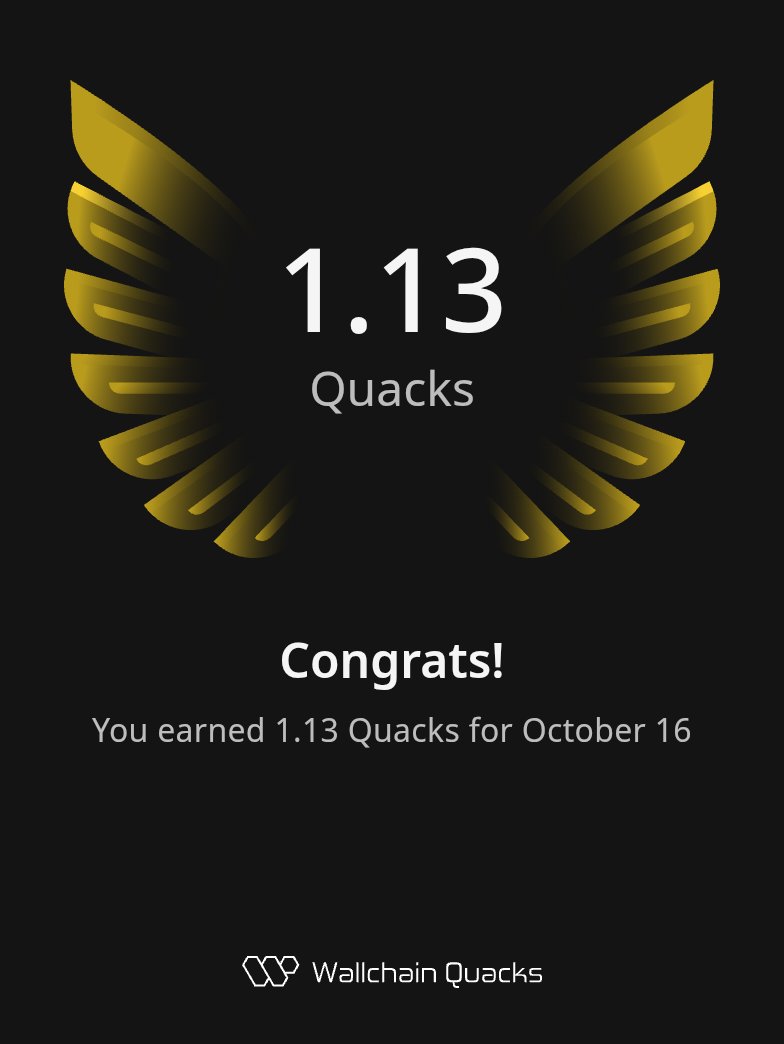 Just earned 1.13 Quacks on <a href="/wallchain_xyz/">Wallchain Quacks</a> in one day 🦆

Turn insights into rewards and climb the leaderboard 🥇

Use my referral link – quacks.app/?ref=DreamySen…