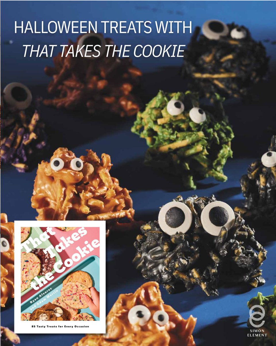 _SimonElement's tweet image. 🎃🍪 Trick or treat yourself to these spooktacular Halloween cookies from That Takes the Cookie! From Pumpkin Pie Thumbprints to Toasted Marshmallow S’mores Cookies, this cookbook has all the sweet magic you need to make your Halloween extra delicious. 🧙‍♀️✨

📖 Get ready to bake…