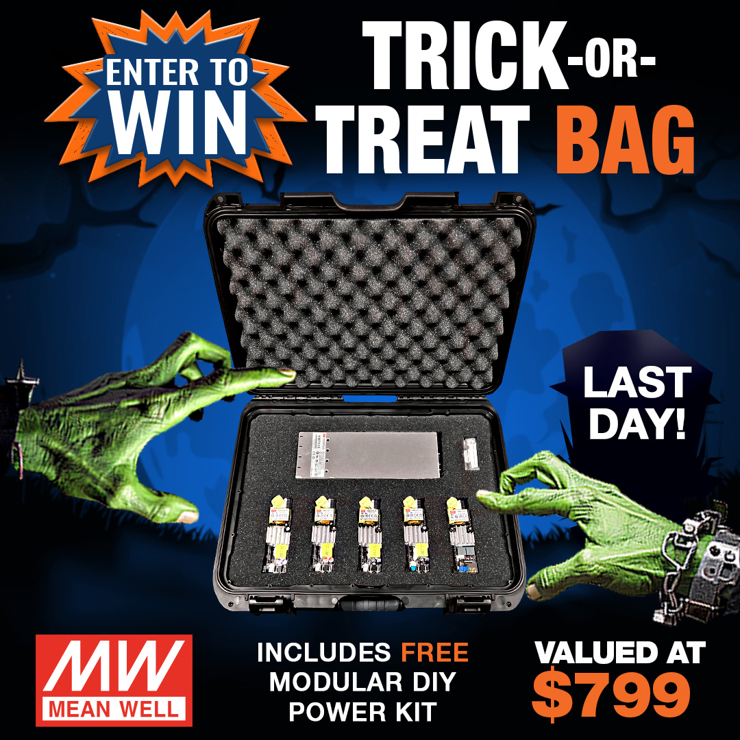 📢 This is your last chance!

Enter to win TRC’s FREE Trick-or-Treat Bag (valued at $799)! Includes the MEAN WELL 650W Modular DIY Power Kit &amp; bonus engineering treats! 🎃

Click the link below to enter!

hubs.li/Q03HSl0c0