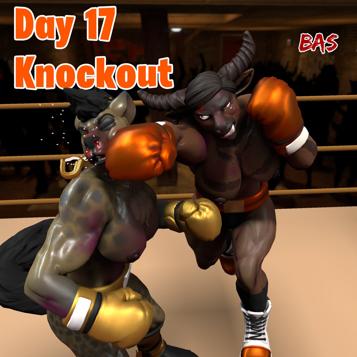 Fightober Day 17 - Knockout

Baraki: And down goes Serina in the 6th! What a devastating right from Mudie!

Keiji: Someone better secure that mouthguard! Hey how much you think it'd go for online, Baraki?

Baraki: Hey now don't you get any ideas, Keij!💢

#Fightober2025 #FFF