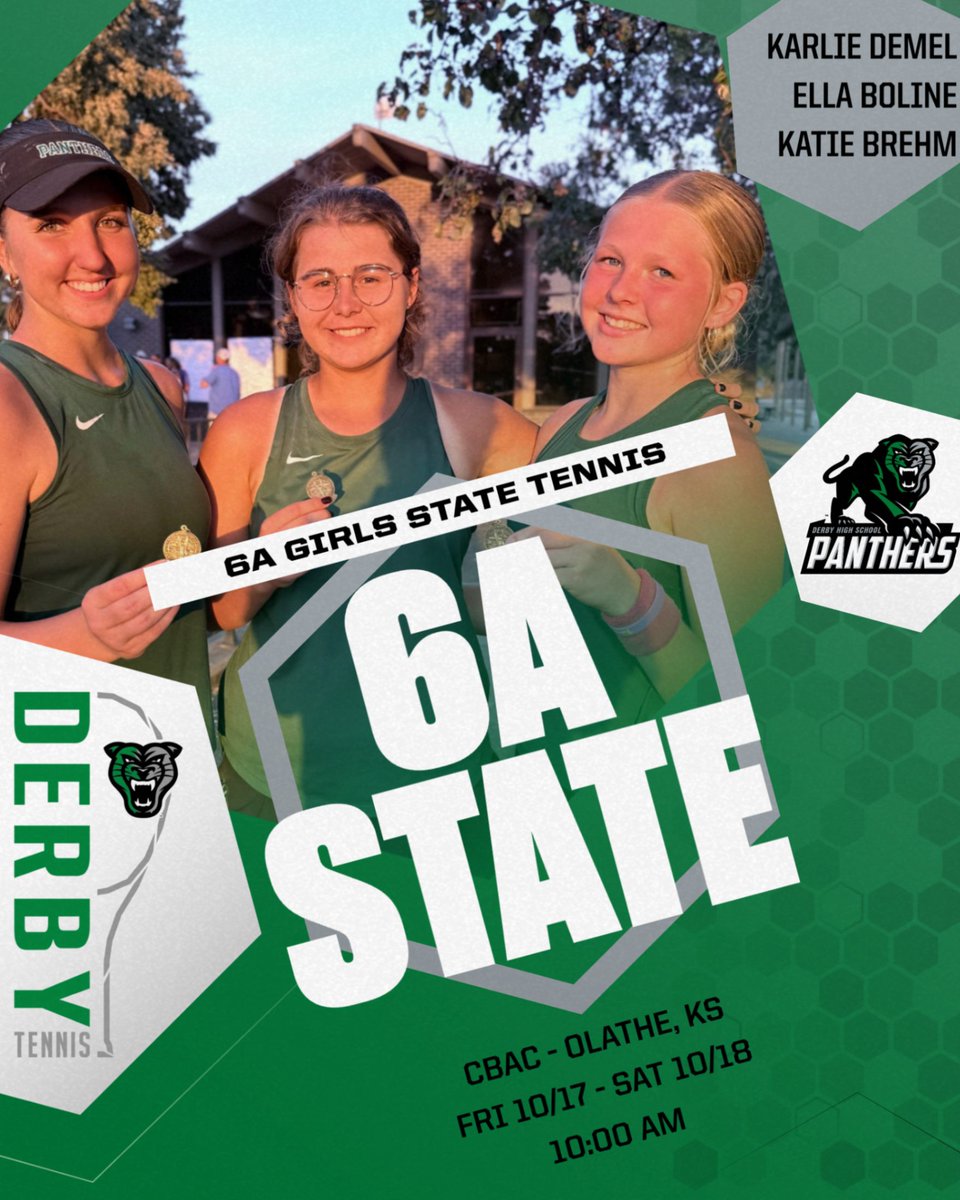 6A STATE TENNIS starts TODAY
 - CBAC in Olathe, KS

<a href="/DerbyAD/">Derby High School AD</a> <a href="/DHS_Panthers/">Derby High School - Derby Public Schools</a>