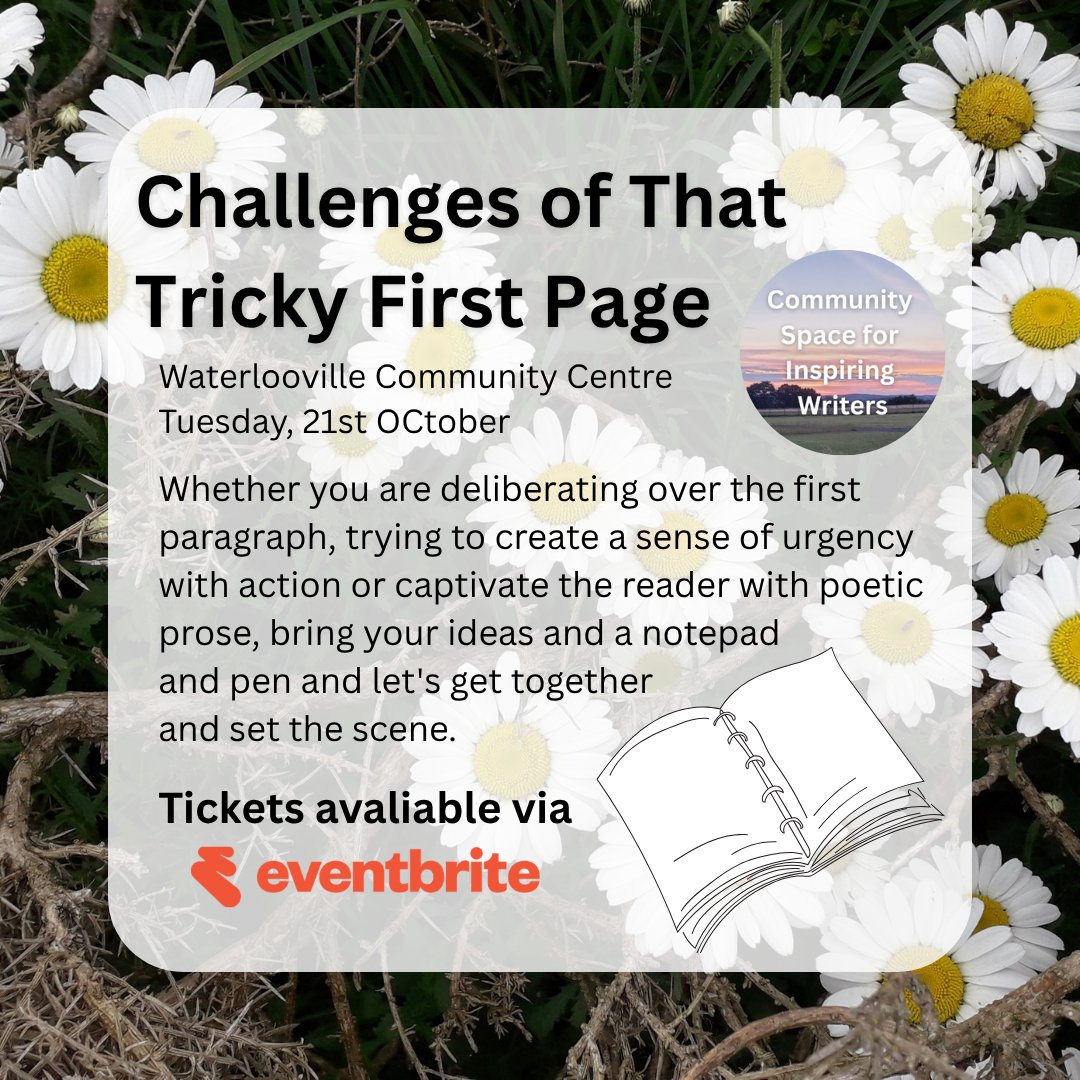 MoonProjects25's tweet image. On the 21st of October, we&apos;re hosting a get-together to discuss all the challenges of #writing that tricky first page. Find us at #Waterlooville Community Centre to meet and get to know other #writers in your #local #community. Tickets via Eventbrite: …fthatTrickyFirstPage.eventbrite.co.uk