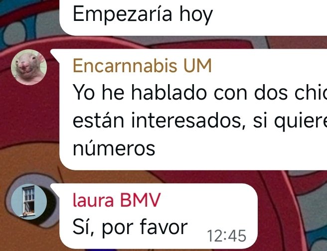 La foto de perfil de Encarna en un grupo medio serio de trabajo