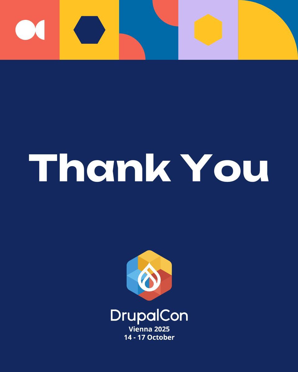 DrupalConEur's tweet image. 💙 Thank you for making #DrupalConVienna unforgettable!
To attendees, speakers, volunteers & sponsors — your energy made this event a success. 🙌
See you next year at #DrupalConRotterdam 2026! 🚀
#DrupalCommunity #Drupal #OpenSource #TechEvents #ThankYou