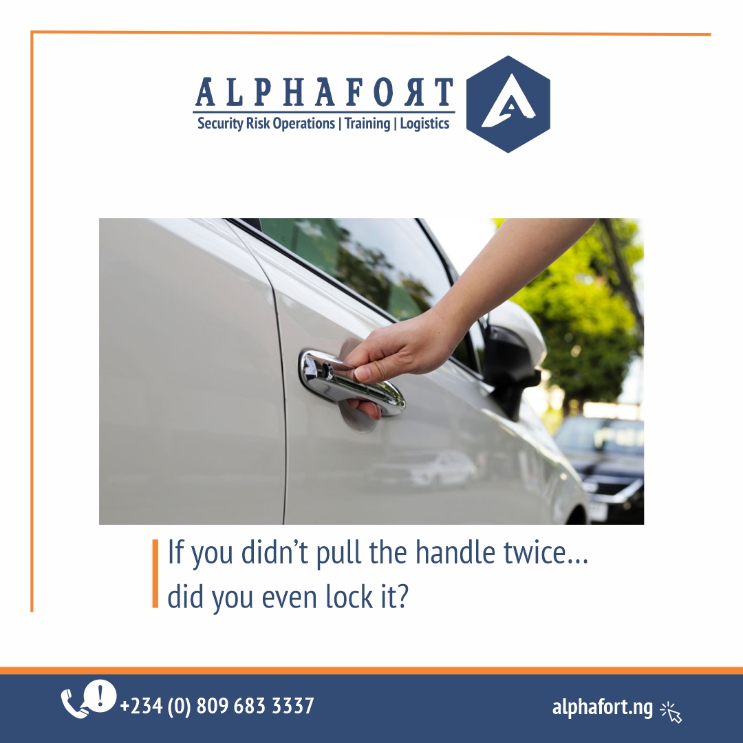 AlphaFortNG's tweet photo. That moment when you double-check the lock… and your inner AlphaFort smiles😁
REMEMBER: good security habits start with small routines. 🔐
#AlphaFort #TGIF #SecurityCulture #StayReady #SafetyFirst https://t.co/BYMwiFoOZ6