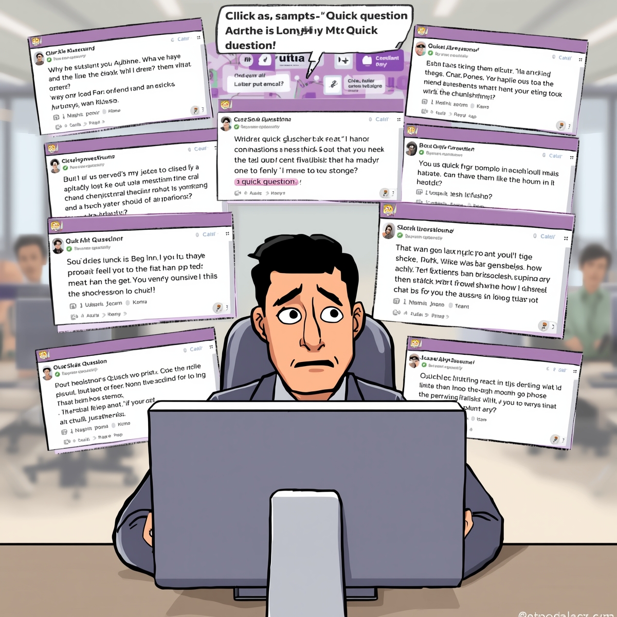 Compterbilities's tweet image. Fun Fact: Every ‘quick question’ in Slack leads to a 45-minute conversation.
 #SlackTips #RemoteWork #WorkFromHome #TeamCommunication #ProductivityHacks #OfficeHumor #WorkplaceCulture #Collaboration #TechHumor #FunFact