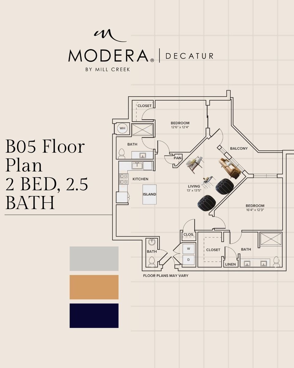 ModeraDecatur's tweet image. Discover our spacious B05 Floor Plan! Featuring 2 bedrooms, 2.5 baths, and an open-concept layout perfect for entertaining or unwinding.
✨ Smart design. Luxe finishes. Your new home awaits at Modera Decatur.
#ModeraDecatur #FloorPlanFriday #LuxuryApartments #DecaturLiving