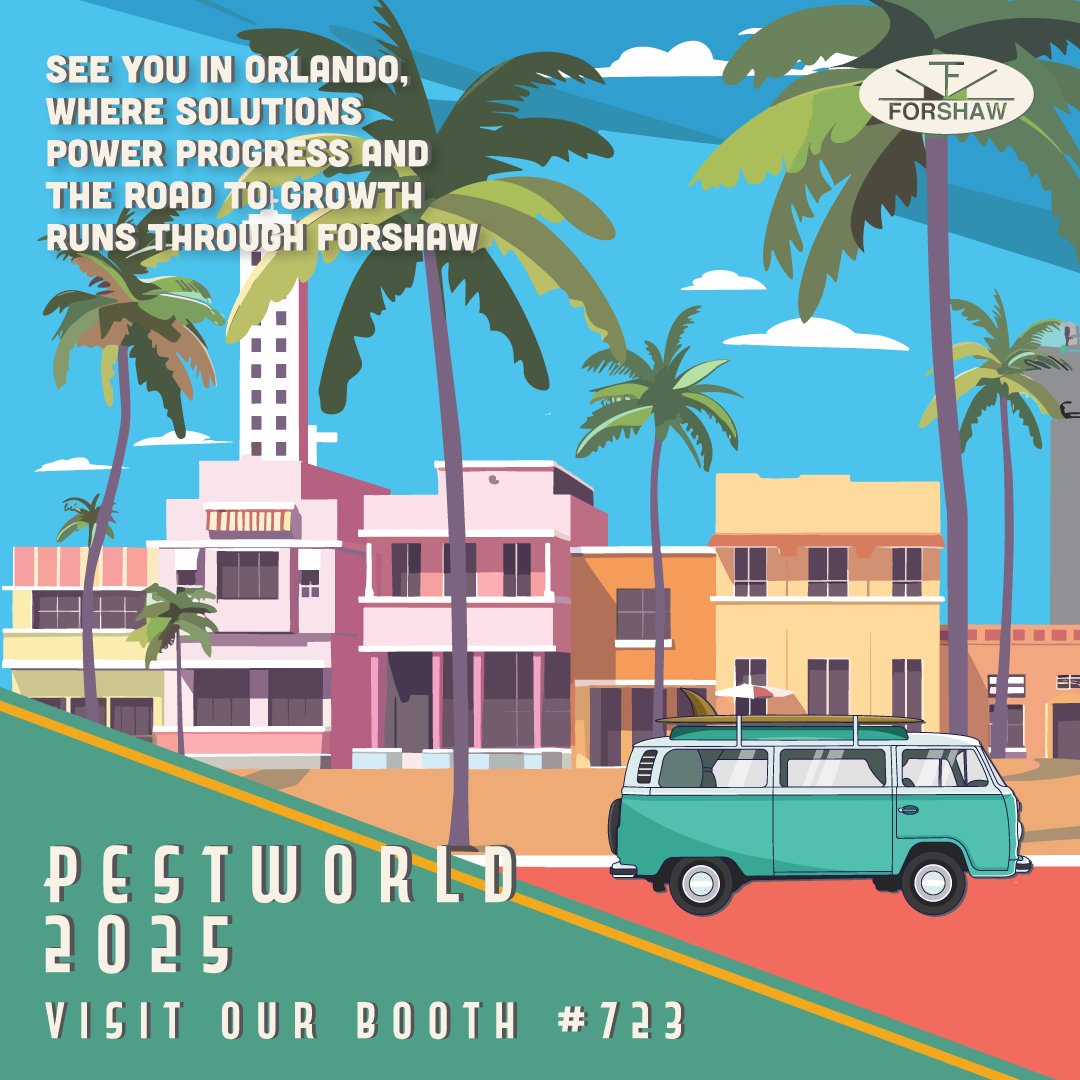 Forshaw_Inc's tweet image. Buckle up! We’re hitting the road to #PestWorld2025! 🚗💨
Stop by booth #723 for a Route 61 pit stop with the FORSHAW family. We’re bringing 60’s road trip vibes, reliable distribution, and a lot of excitement to Orlando. See you there!

#FORSHAW #TeamFORSHAW #PestWorld