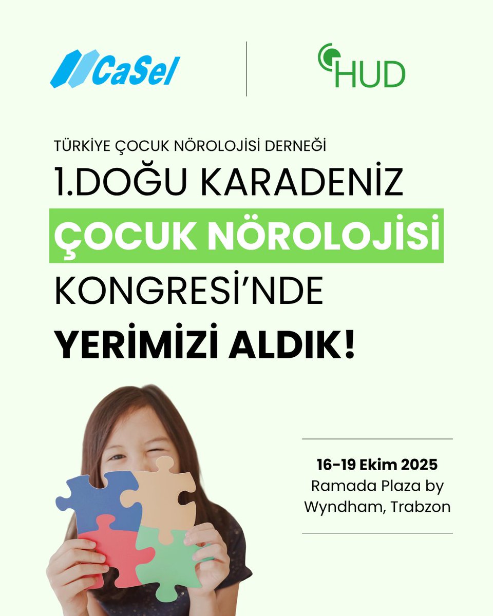 1. Doğu Karadeniz Çocuk Nörolojisi Kongresi’nde Yerimizi Aldık!
Casel İlaç olarak HUD markamızla, bilimsel gelişmeleri paylaşmak ve değerli uzmanlarla bir araya gelmek için Trabzon’dayız.

📍16–19 Ekim 2025
Ramada Plaza by Wyndham, Trabzon

#Caselİlaç #HUD #ÇocukNörolojisi
