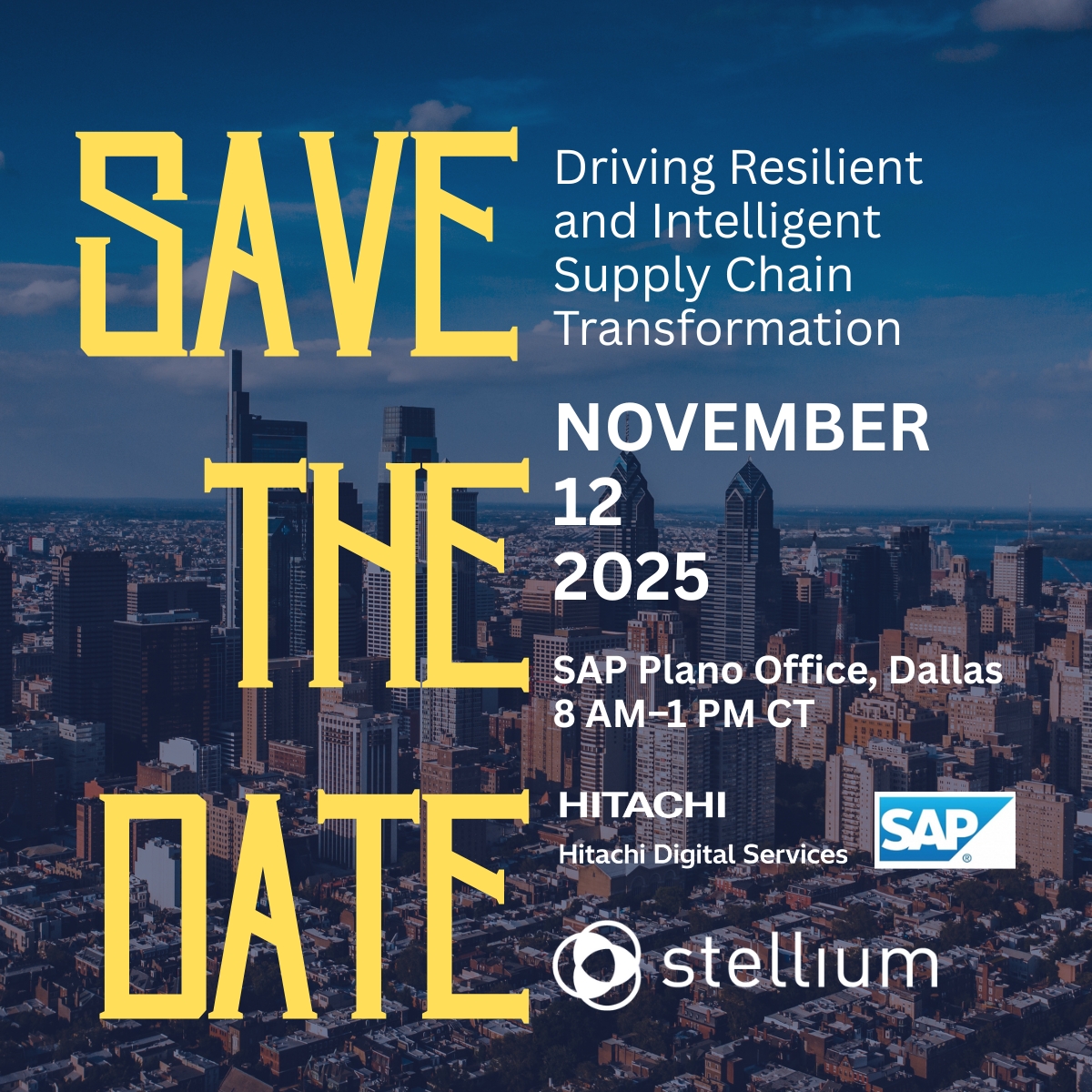 Stelliuminc's tweet photo. Stellium Inc., SAP, and Hitachi are coming together for an exclusive roundtable designed for supply chain trailblazers. Seats are limited, and insights are priceless. Request your exclusive invite: https://t.co/F5w1qUcN1D https://t.co/dbltzvb1uA