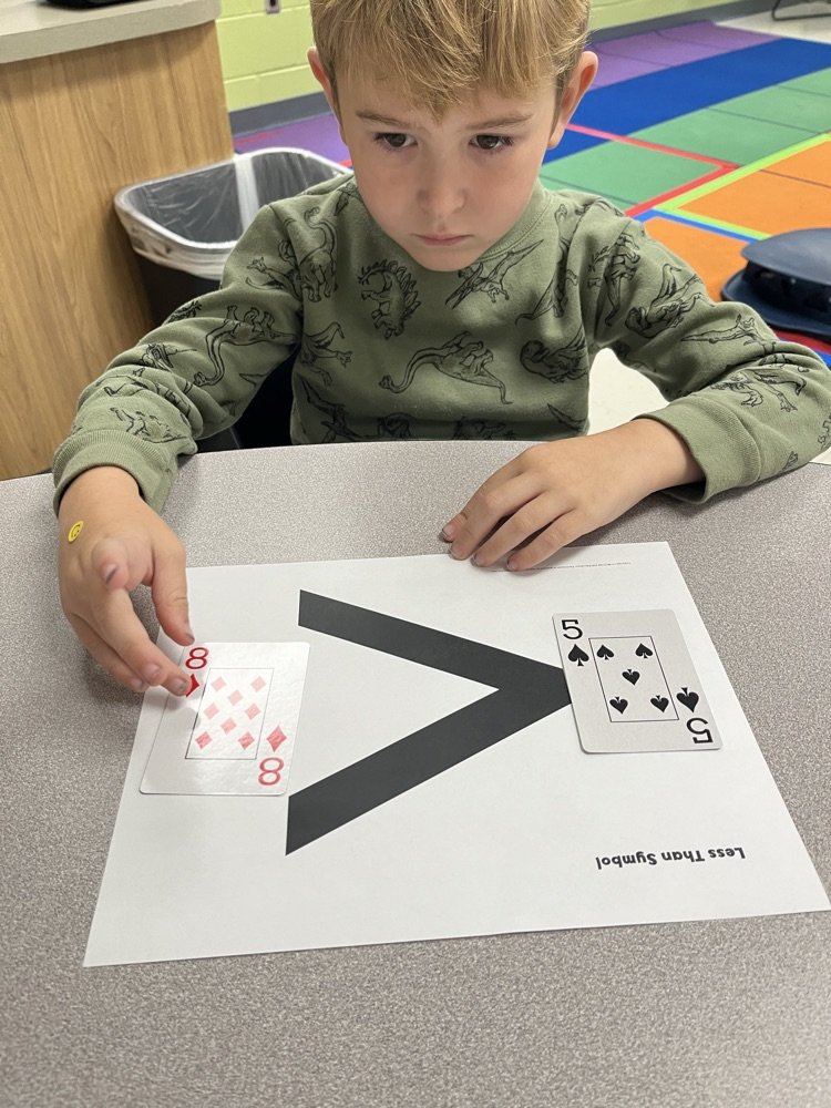 Working hard to review the "less than" symbol!