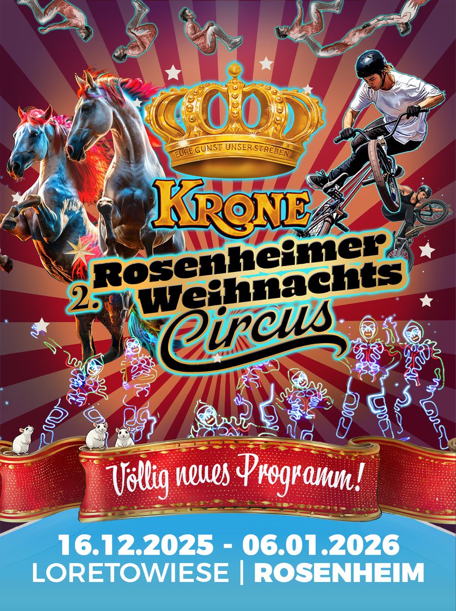 🎪 Der #RosenheimerWeihnachtscircus ist zurück!
Circus Krone präsentiert: 150 Minuten Magie, Staunen &amp; Emotionen ✨
Bis 6. Januar 2026 auf der Loretowiese in Rosenheim 🎄🐘

#CircusKrone #Rosenheim #Weihnachtszauber #Circusliebe #circusdream