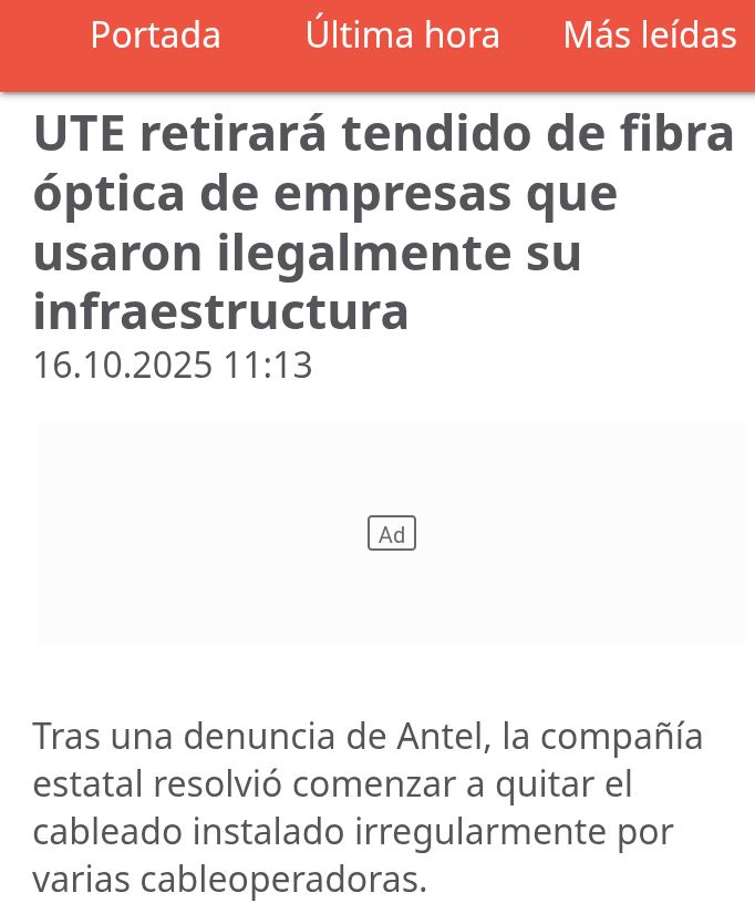 wiyanieri's tweet photo. A los malla oro estafadores Lacalle le permitió de forma ilegal usar la infraestructura estatal para ofrecer servicios más baratos que Antel y quitarle recursos. Una de las empresas es Clarín que hacía el cableado con trabajadores argentinos.
Paren de robar al Estado. https://t.co/eGudYho9R3