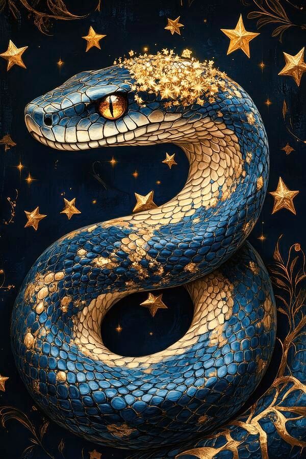 Star-Crowned Serpent - Lunar Majesty. 2025 is the Year of the Snake. Wall Art Prints: matthias-hauser.pixels.com/featured/star-…