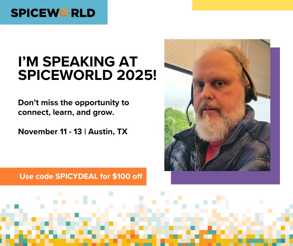 swsamwa's tweet image. I am doing two breakout sessions and a 4-hour workshop on PowerShell tool making with
@stevenjudd. Hope to see you there. #SpiceWorld2025