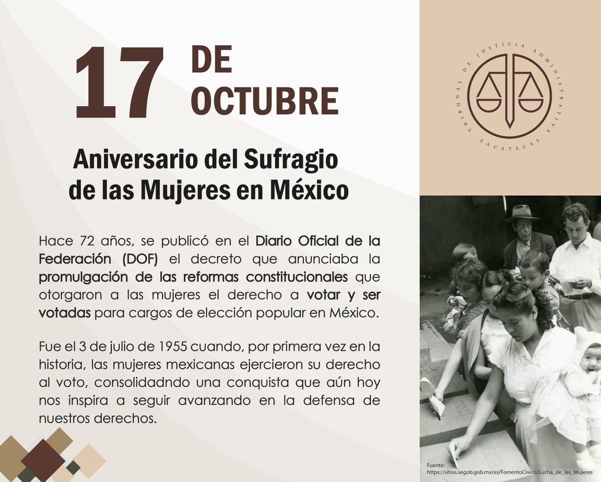 Hoy conmemoramos el 72 aniversario del sufragio femenino en México, recordamos con respeto y gratitud a aquellas mujeres que, con su lucha incansable y su entrega, rompieron paradigmas y abrieron camino hacia la igualdad.