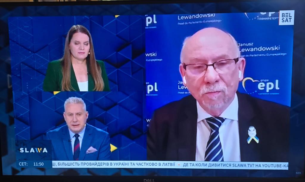 Dzisiejsze łączenie z TV Slawa w Kijowie. Za straty i odbudowę Ukrainy musi zapłacić agresor - Rosja Putina, a nie podatnicy UE i ofiara agresji. Jest sposób!