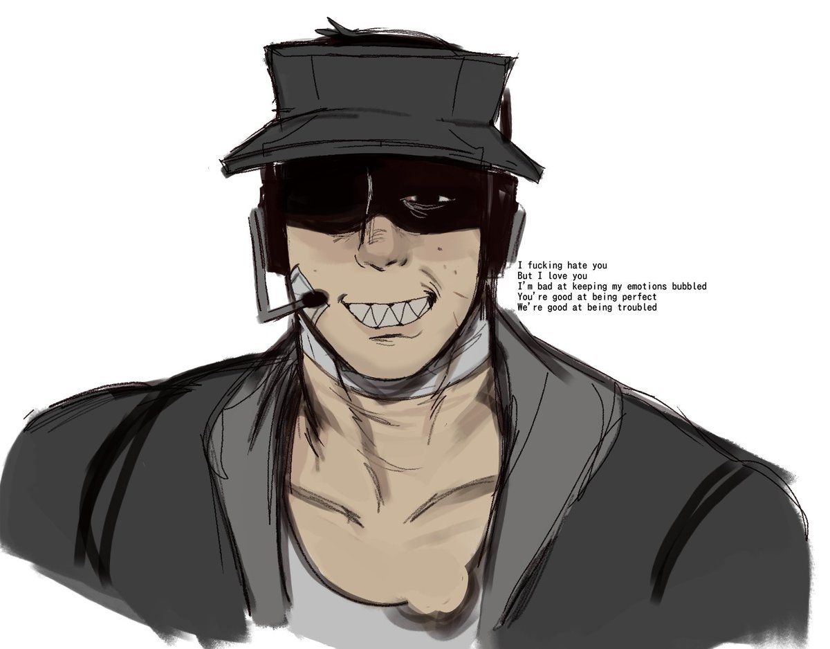 Doghousesgate's tweet image. while i was doing comms, a lot of them had characters w human faces n since ive been thinking abt drawing deimos with one too. i did. he has a few cuts on his cheek from when he accidentally cut himself while trimming, i cant see him being careful with anything