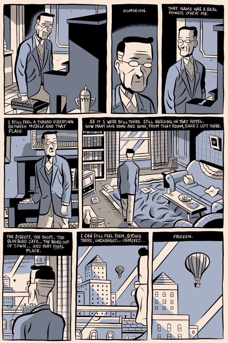 AaronDries's tweet photo. CLYDE FANS by SETH took 20 years to write/illustrate, totals 500 pages. A masterpiece of melancholy. It chronicles brothers trying to keep a fan company alive. Tonally like your favourite Coen brothers film or Aimee Mann song or Keats poem. It’s about memory, legacy, capitalism. https://t.co/OeywUapSRU