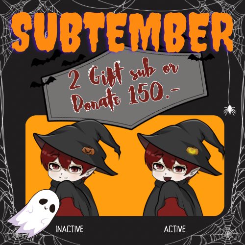 🎃 Subtember Special! 💜
โดเนทครบ 150 บาท หรือแจก 2 gift sub รับฟรี!
✨ รีแอคทีฟธีมฮัลโลวีน สุดพิเศษจากเจเจ~ 👻

ร่วมได้ตลอดเดือนนี้เท่านั้นน้า!
#JaylinPurrin #JaylinVerse #JaylinDraws #commissionTH