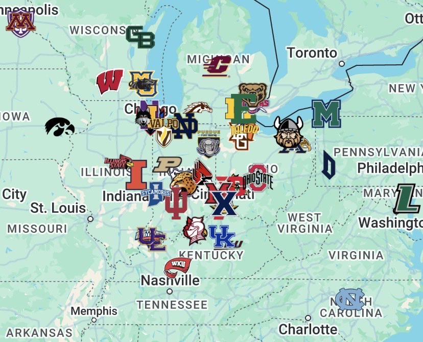 Here’s a map of the 51 Arenas I’ve been to, for a game, so far 

I’ll have to make it up to the new St. Thomas arena later this winter