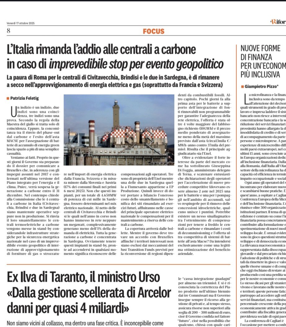 citypat1's tweet photo. Nelle gare la regola generale è quando i prezzi sembrano insostenibile a volte lo sono davvero
Nell'asta #Macse >40% dei MWh aggiudicati da Enel sorgeranno nella centrale a carbone Brindisi in stand-by x rinvio di phase-out
@GiZollino @jacopogiliberto @ilriformista @ricpuglisi https://t.co/QvHqZJr9rw