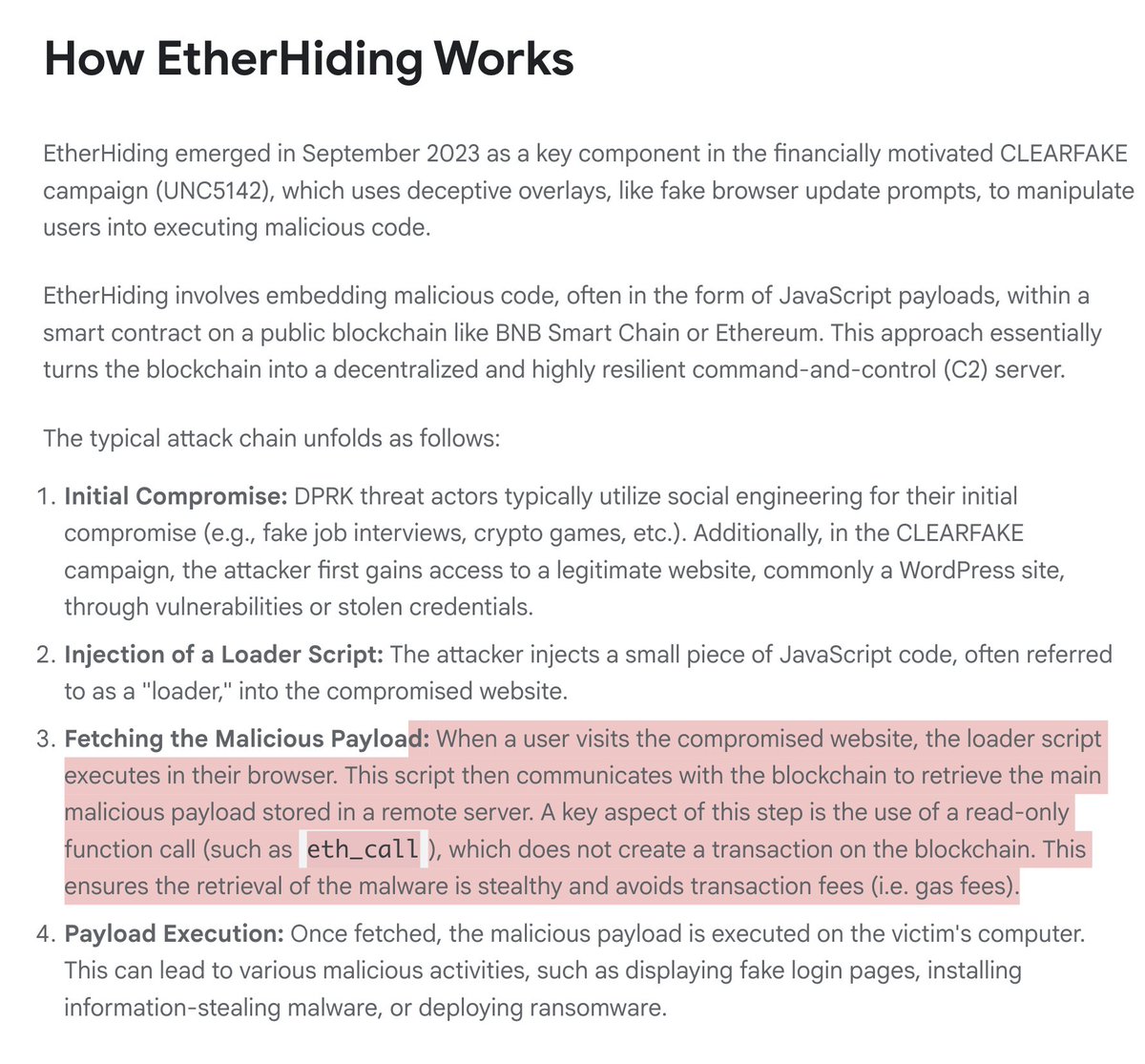 jsrailton's tweet image. NEW: 🇰🇵DPRK has begun hiding malware on blockchain.
Result, decentralized, immutable malware.
Nearly impossible to remove.
Research by @Mandiant