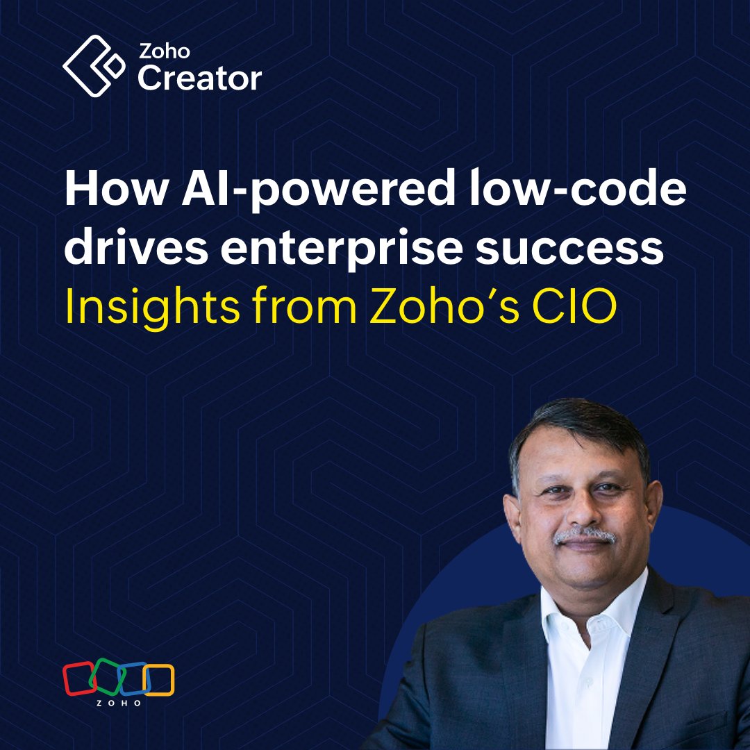 ZohoCreator's tweet image. At @Zoho, over 6,000 custom apps quietly power the work of 18,000+ employees.
We sat down with our CIO, Saravanan Muthian, to see how our teams use Creator to build at scale. For a detailed behind-the-scenes look, read the whitepaper: zurl.co/sH0p1