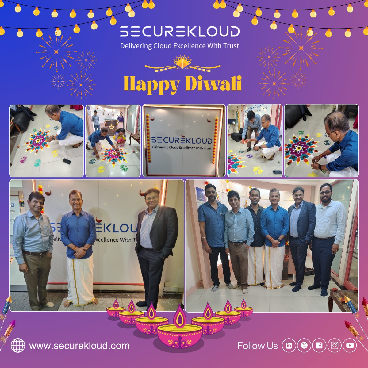 SecureKloudTech's tweet image. The festive spirit lit up SecureKloud this Diwali! ✨​

Our Teams celebrated Traditional Wear Day, surrounded by diyas, colors, and togetherness made thiscelebration brighter.​
Wishing you a Diwali filled with light, happiness, and prosperity. ​

​#Diwali2025 #TeamSecureKloud