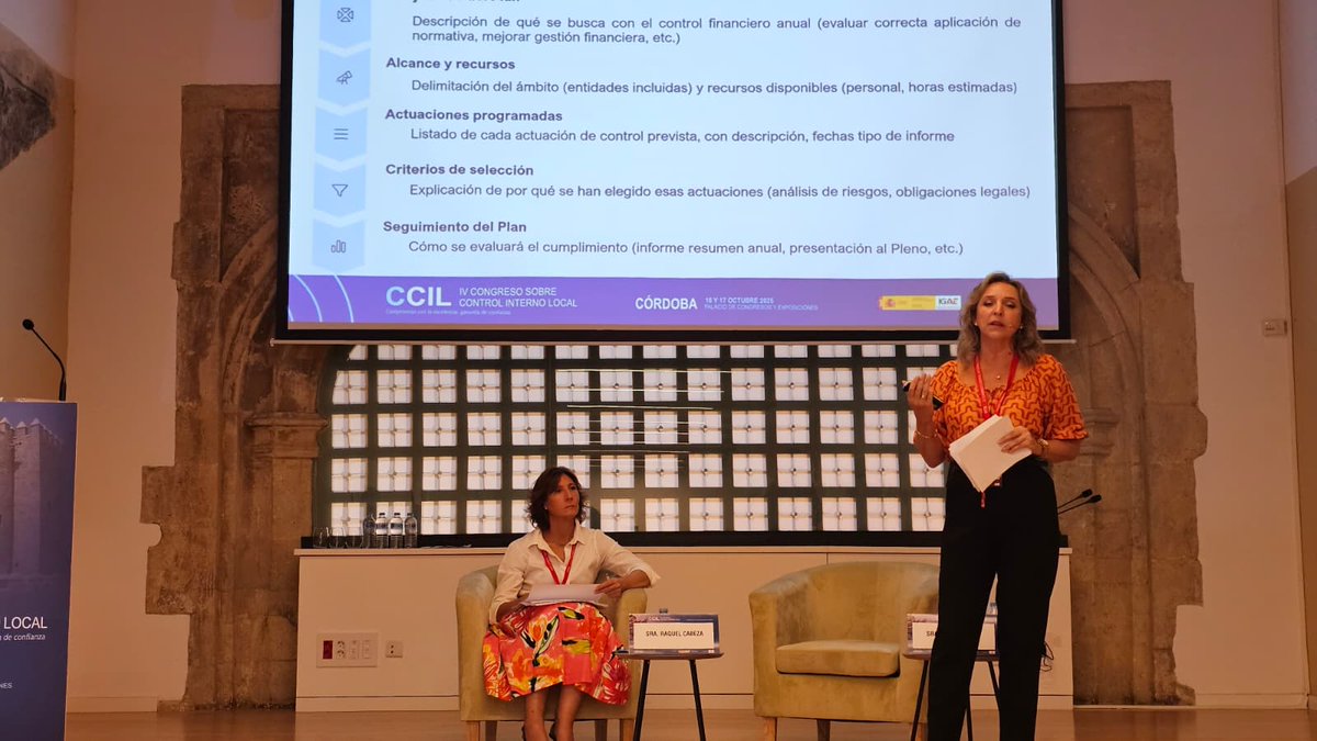 🏘️ Los pequeños municipios también planifican el control.

📈 En el #CCIL25, Raquel Cabeza y Rocío Arteaga comparten claves para diseñar un #PlanDeControl ajustado a sus realidades.

#PyMEL #GestiónEficiente #CCIL25